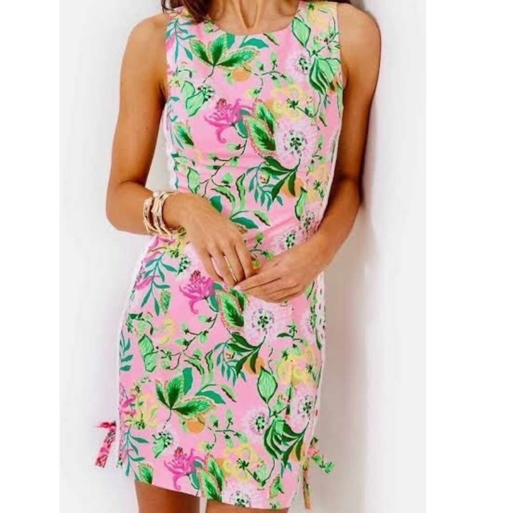Lilly Pulitzer Mila Stretch Cotton Shift Dress Amore Spritzer Pink Floral 8 NWT